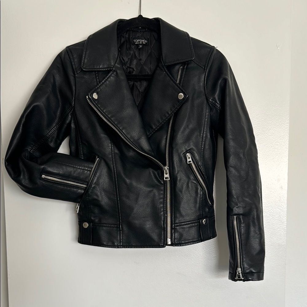 Topshop Black Vegan Leather Jacket